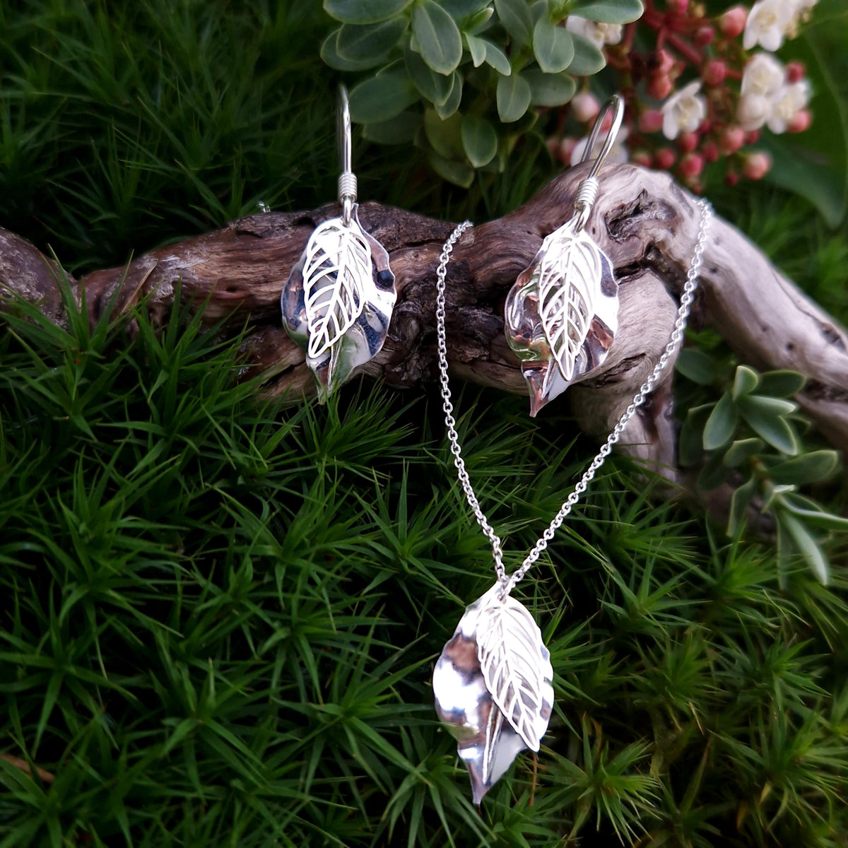 Halskette filigrane Blätter 925 Silber Blatt Anhänger