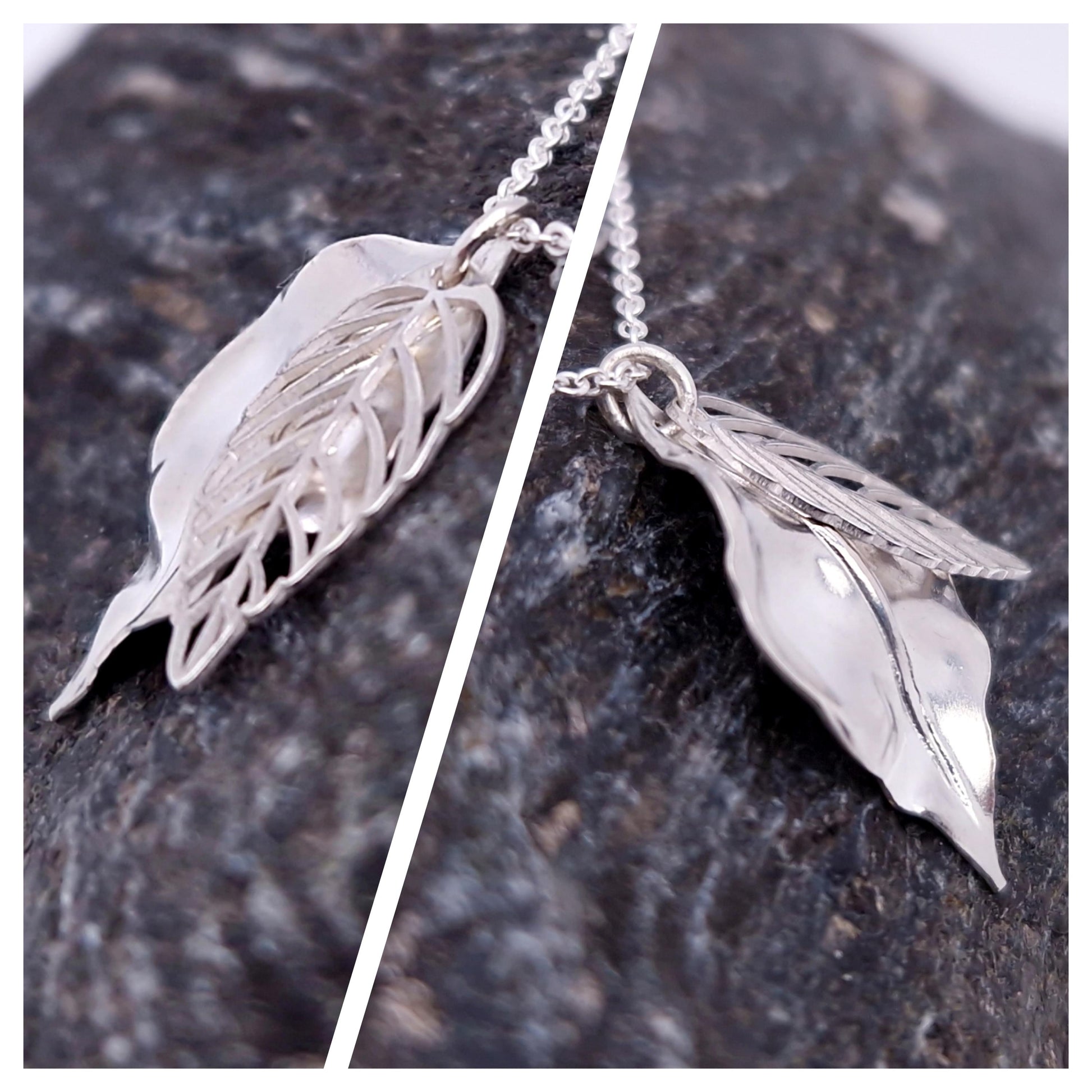 Halskette filigrane Blätter 925 Silber Blatt Anhänger