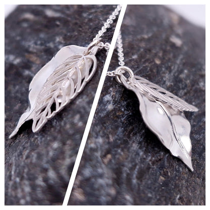 Halskette filigrane Blätter 925 Silber Blatt Anhänger