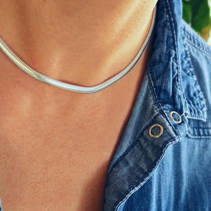 Schlangenkette gewölbt 925 Silber Herringbone Halskette 4,3 mm