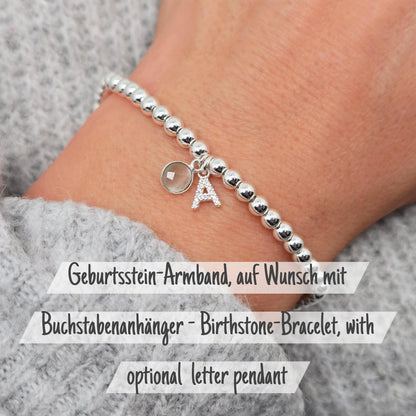 Geburtsstein Anhänger 925 Silber Naturstein personalisierbar