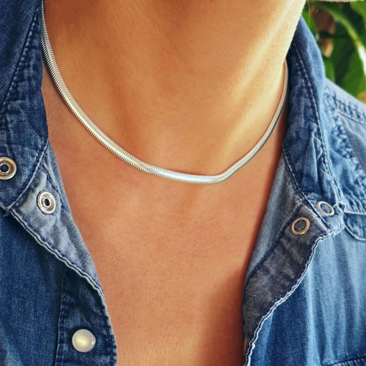 Schlangenkette gewölbt 925 Silber Herringbone Halskette 4,3 mm