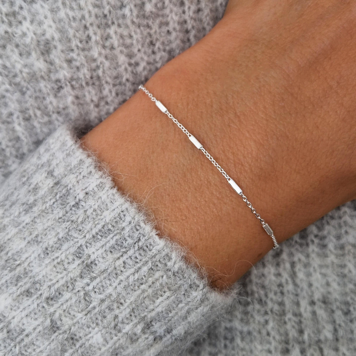 Balken Armband sehr zart 925 Silber filigran fein Layering