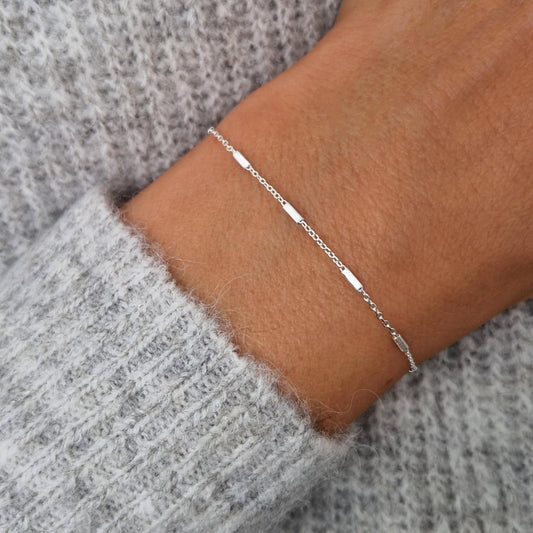 Balken Armband sehr zart 925 Silber filigran fein Layering