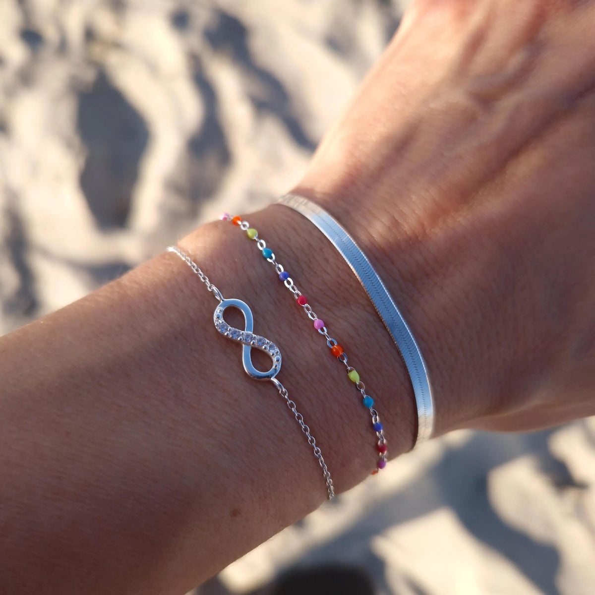 Armband Emaille Kugeln bunt fluoreszierend 925 Silber filigran zart