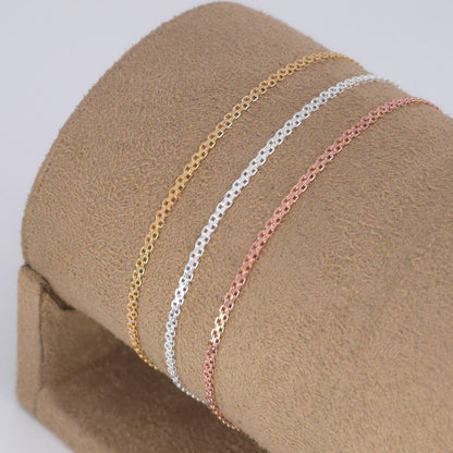 Armband Bismarck flach in 18K Gold, Roségold oder Silber, gewebte Glieder, Mesh, zart 2 mm breit