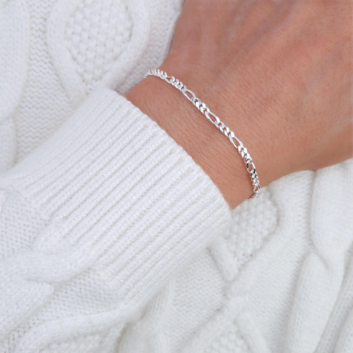 Armband Figaro 925 Silber Silberarmband massiv 3 mm