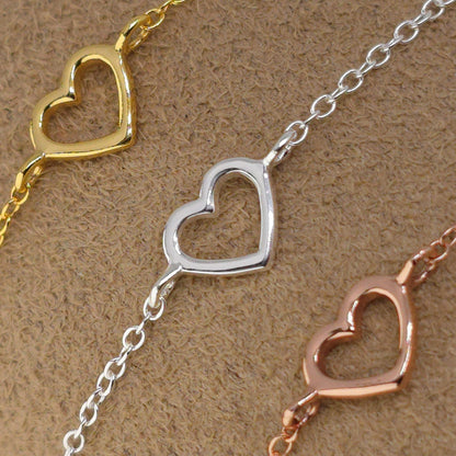 Armband Herz hohl 925 Silber filigran zart