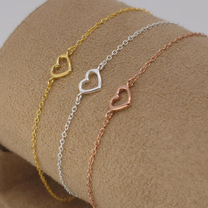 Armband Herz hohl 925 Silber filigran zart