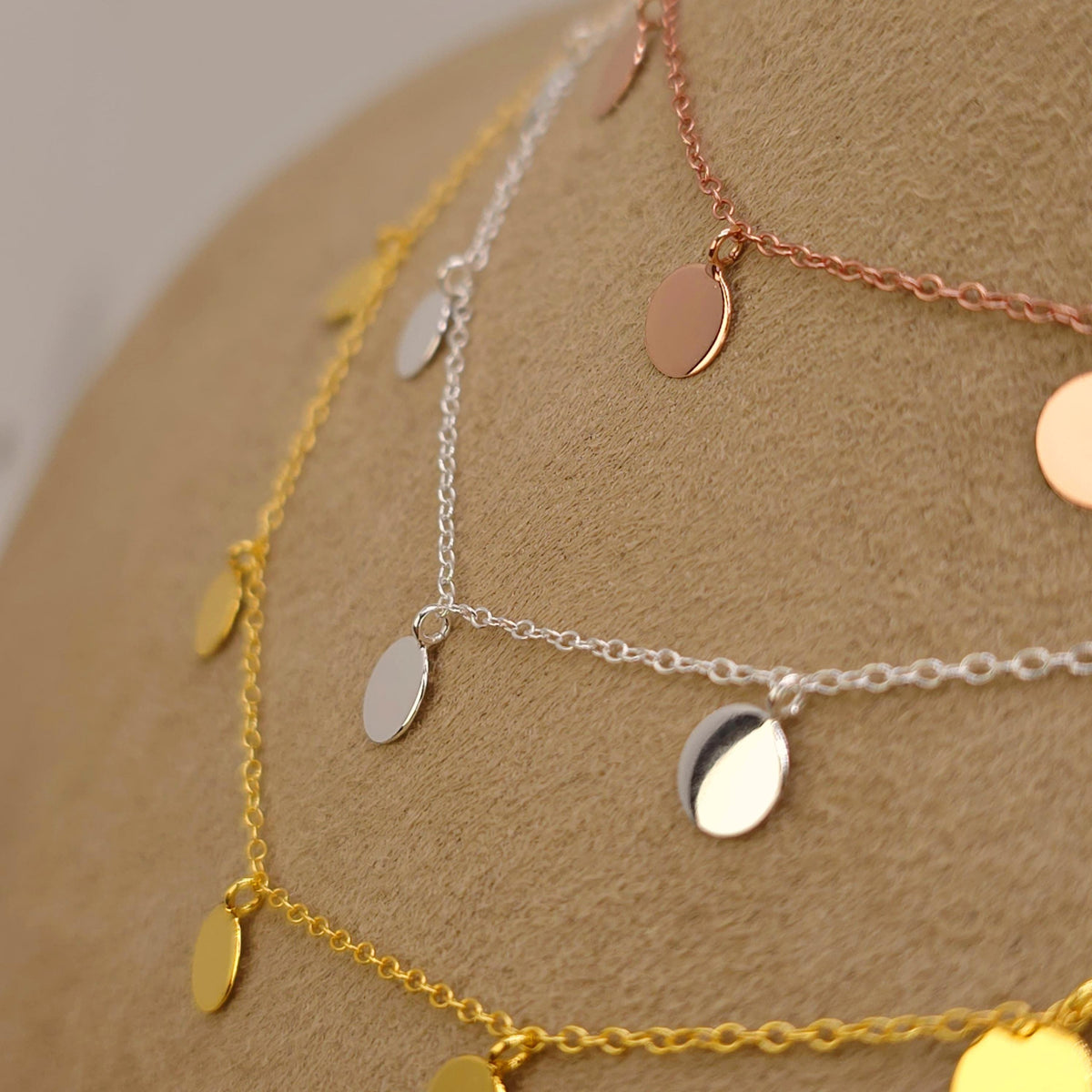 Halskette mit Plättchen-Anhängern rund 925 Silber