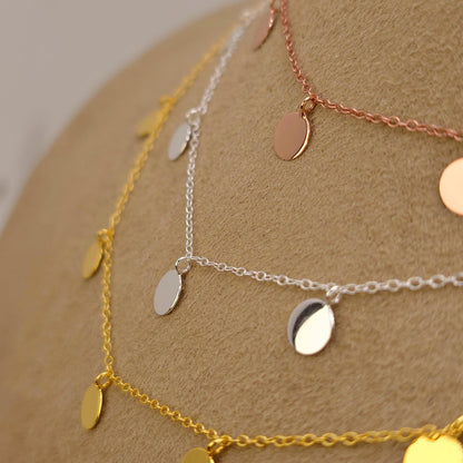 Halskette mit Plättchen-Anhängern rund 925 Silber