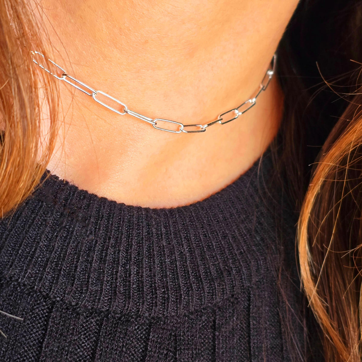 Paperclip Gliederkette 925 Silber große Kettenglieder