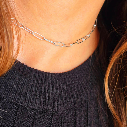 Paperclip Gliederkette 925 Silber große Kettenglieder