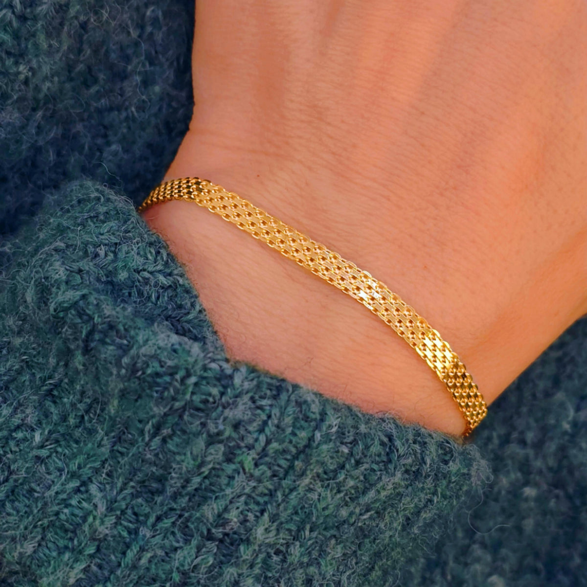 Bismarck Armband breit 925 Silber Mesh 4 mm