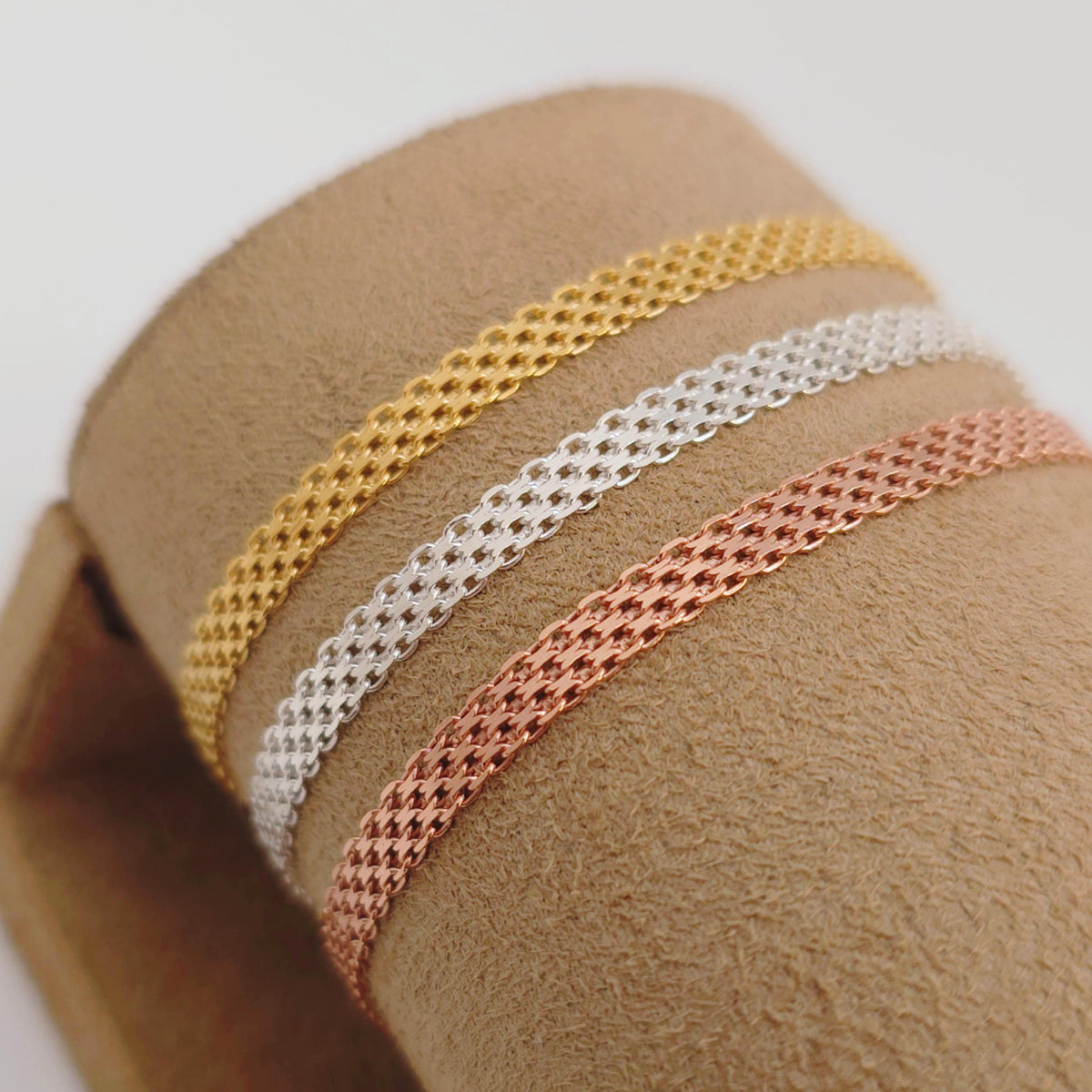 Bismarck Armband breit 925 Silber Mesh 4 mm