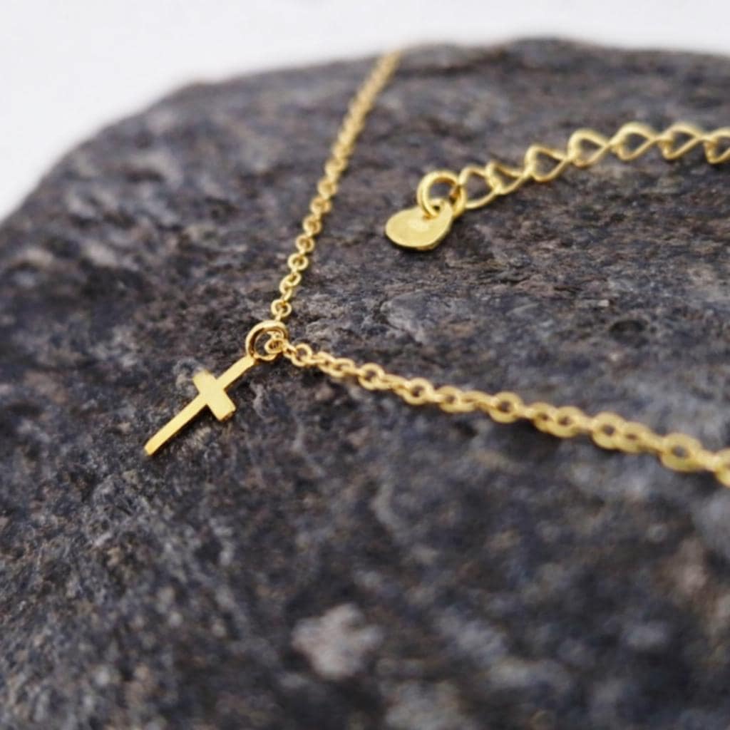 Halskette Mini-Kreuz 14K Gold sehr fein zart Layering