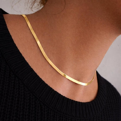 Flache Schlangenkette 925 Silber – Herringbone 3 mm | Gold & Silber