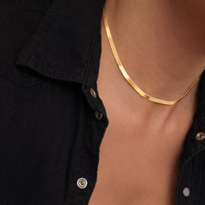 Flache Schlangenkette 925 Silber – Herringbone 3 mm | Gold & Silber