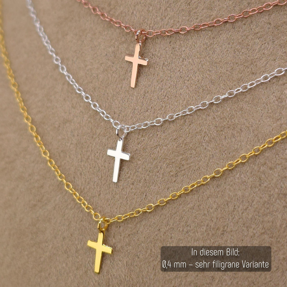 Halskette Mini-Kreuz 14K Gold sehr fein zart Layering