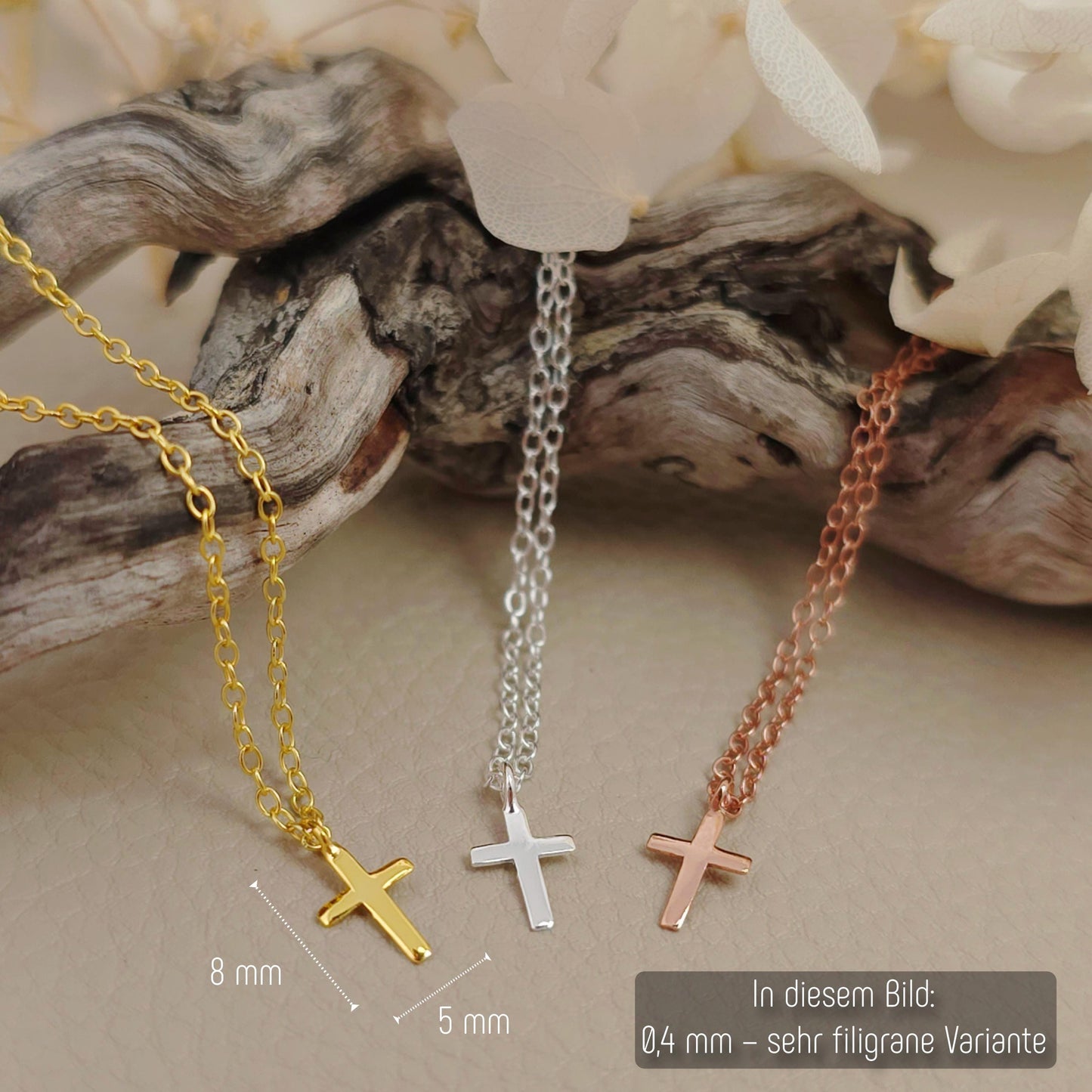 Halskette Mini-Kreuz 14K Gold sehr fein zart Layering
