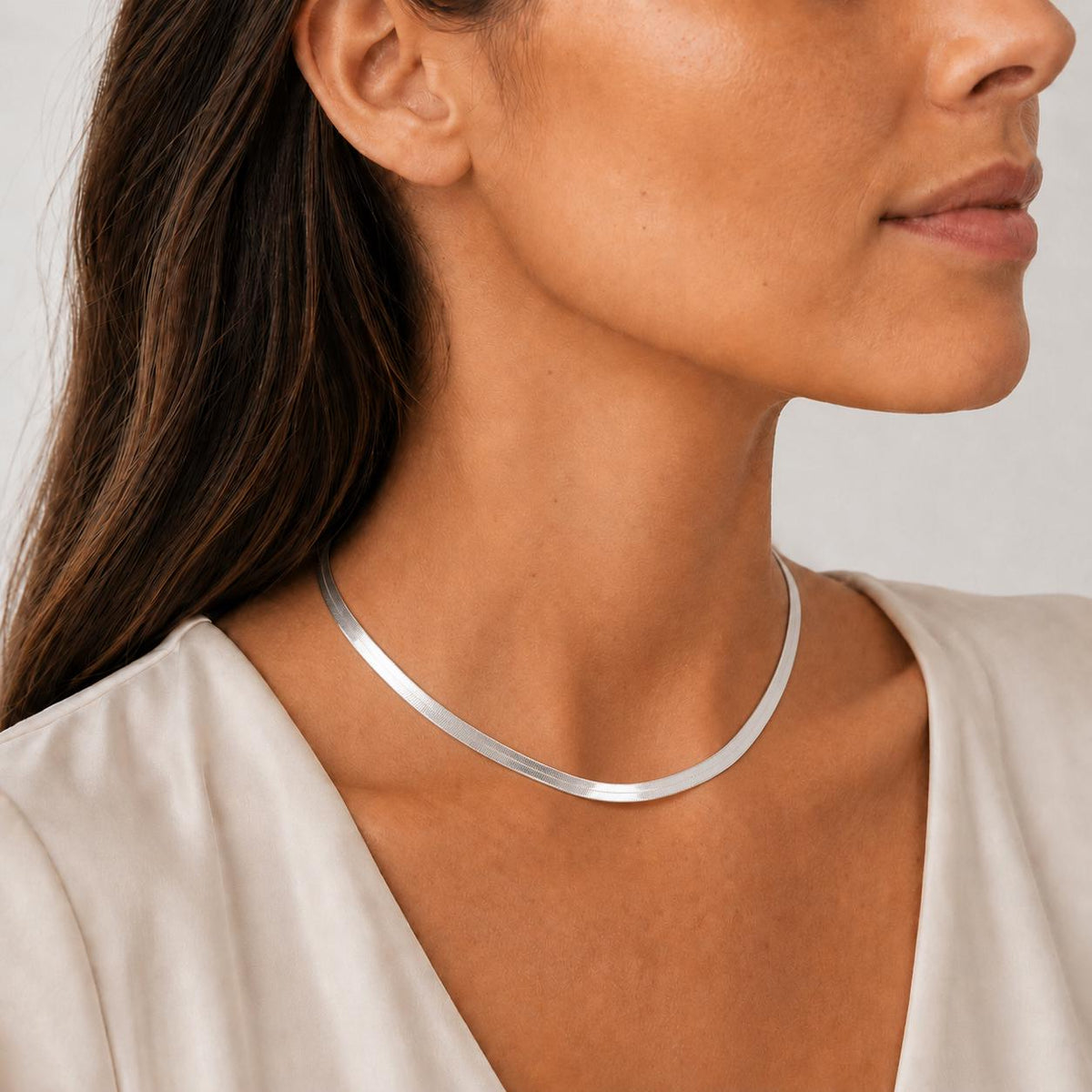 Schlangenkette flach breit 925 Silber Herringbone Halskette 5,5 mm