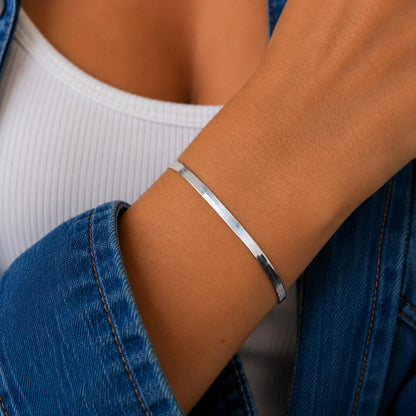 Schlangenarmband flach 925 Silber breit glänzend