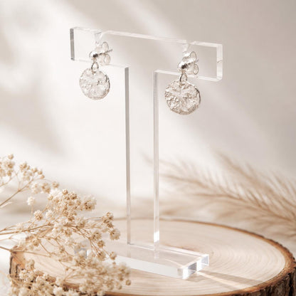 Ohrstecker hängende gehämmerte Plättchen rund 925 Silber flache Plättchen Ohrringe
