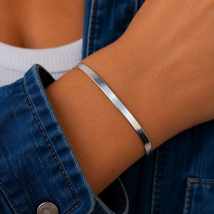 Schlangenarmband flach 925 Silber breit glänzend