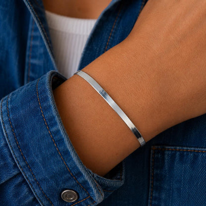 Schlangenarmband flach 925 Silber breit glänzend