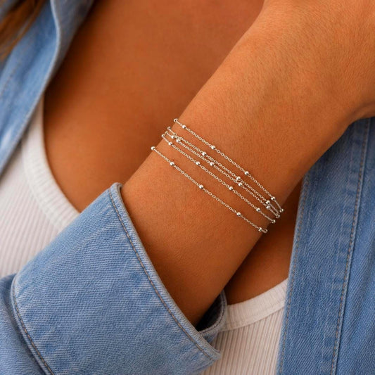 Satellitenarmband mehrreihig 925 Silber sehr zart filigran Layering