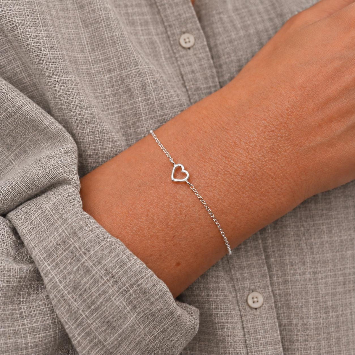 Armband Herz hohl 925 Silber filigran zart