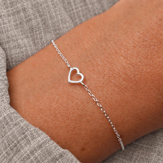 Armband Herz hohl 925 Silber filigran zart