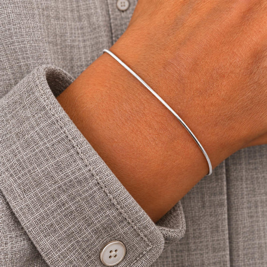 Schlangenarmband rund schmal 925 Silber zart filigran fein