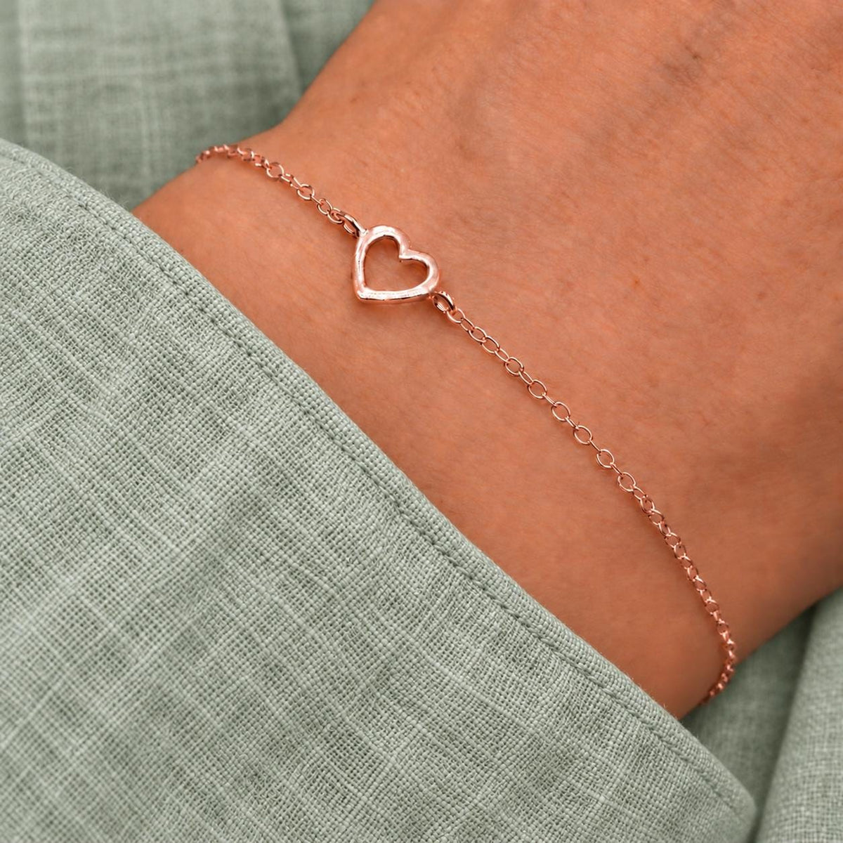 Armband Herz hohl 925 Silber filigran zart
