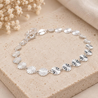 Armband runde strukturierte Plättchen 925 Silber Plättchenarmband