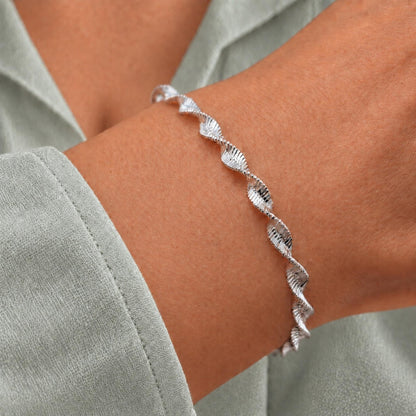 Schlangenarmband gedreht 925 Silber glänzend Kordel