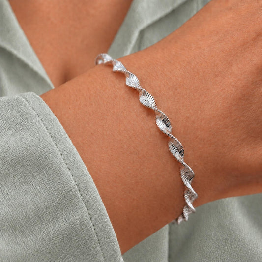 Schlangenarmband gedreht 925 Silber glänzend Kordel