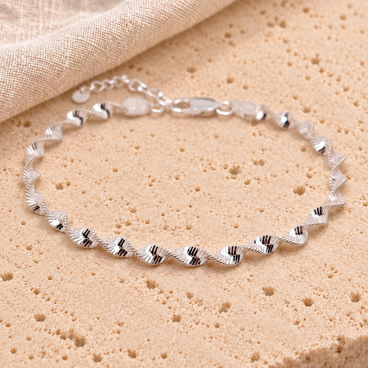 Schlangenarmband gedreht 925 Silber glänzend Kordel