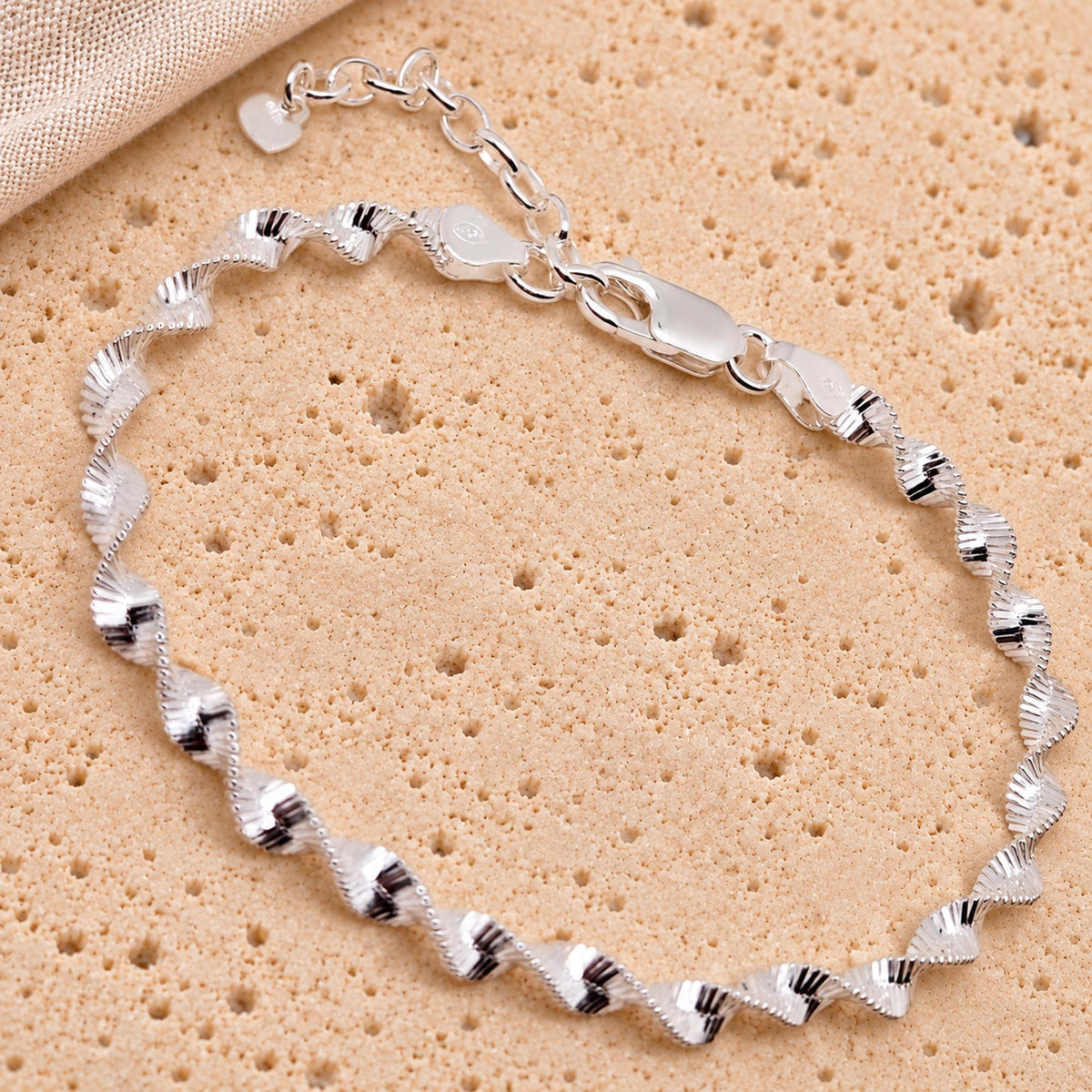 Schlangenarmband gedreht 925 Silber glänzend Kordel