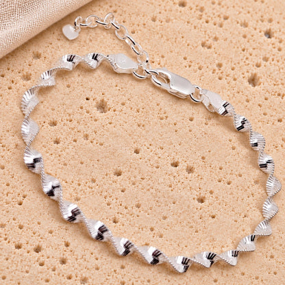 Schlangenarmband gedreht 925 Silber glänzend Kordel