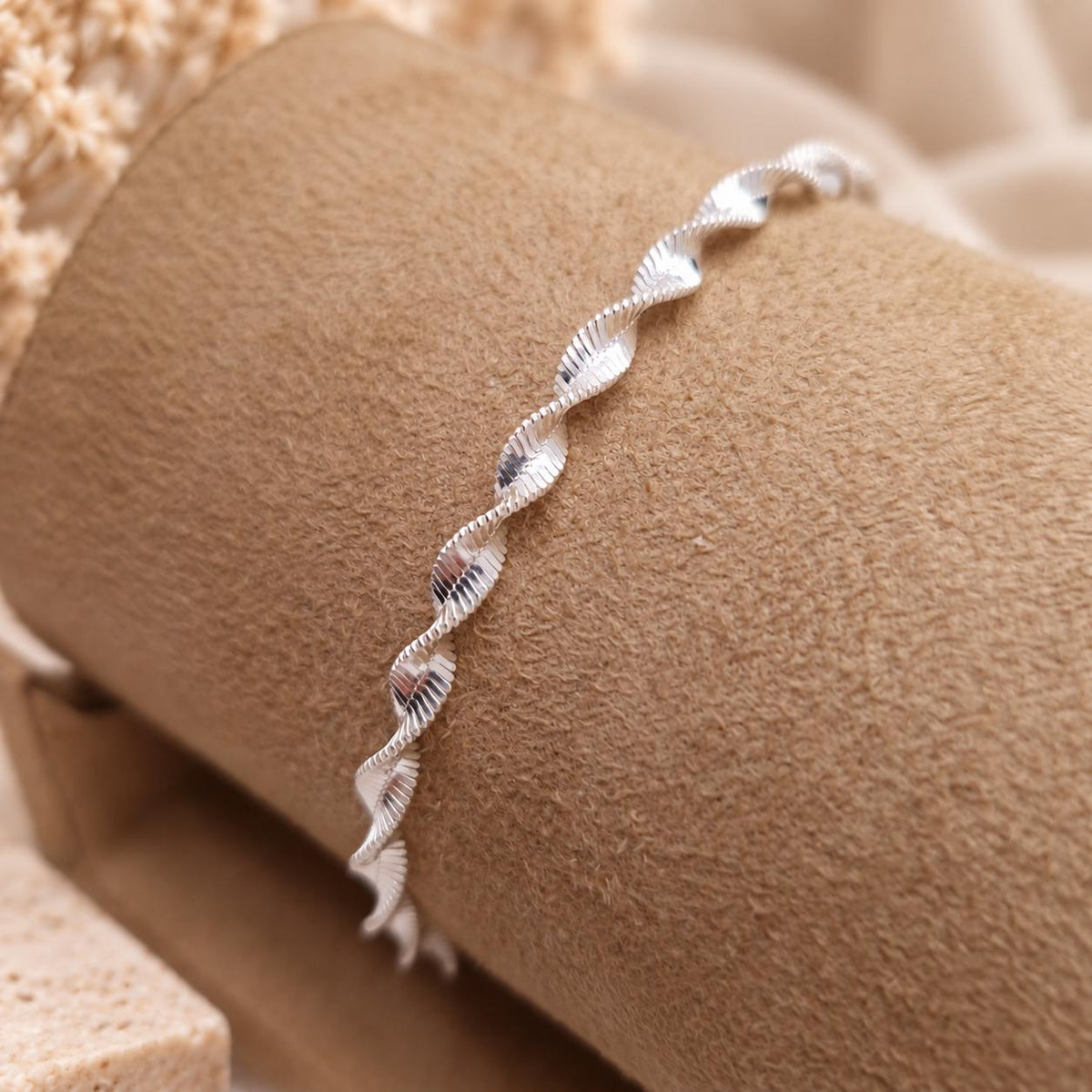 Schlangenarmband gedreht 925 Silber glänzend Kordel
