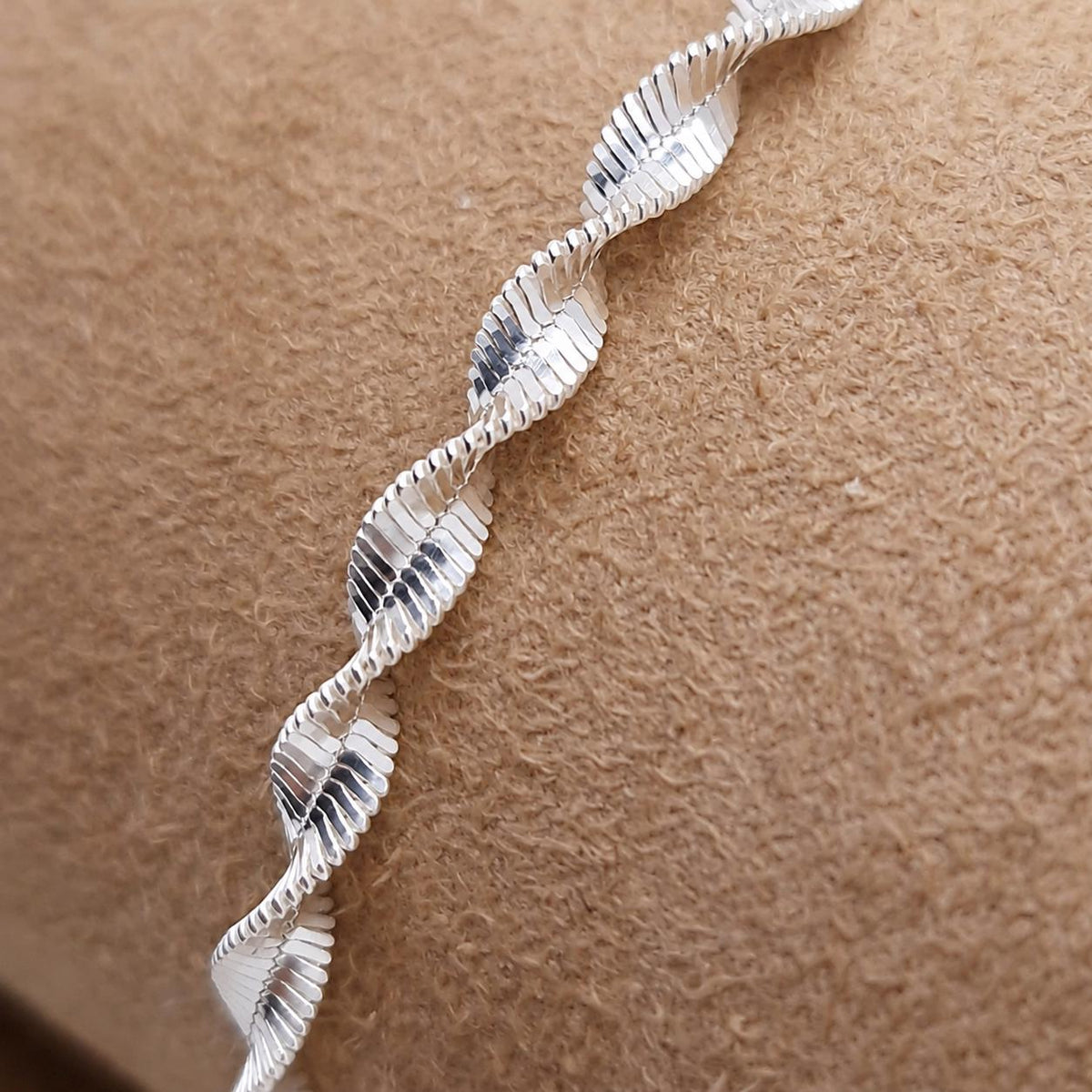 Schlangenarmband gedreht 925 Silber glänzend Kordel