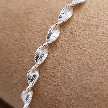 Schlangenarmband gedreht 925 Silber glänzend Kordel