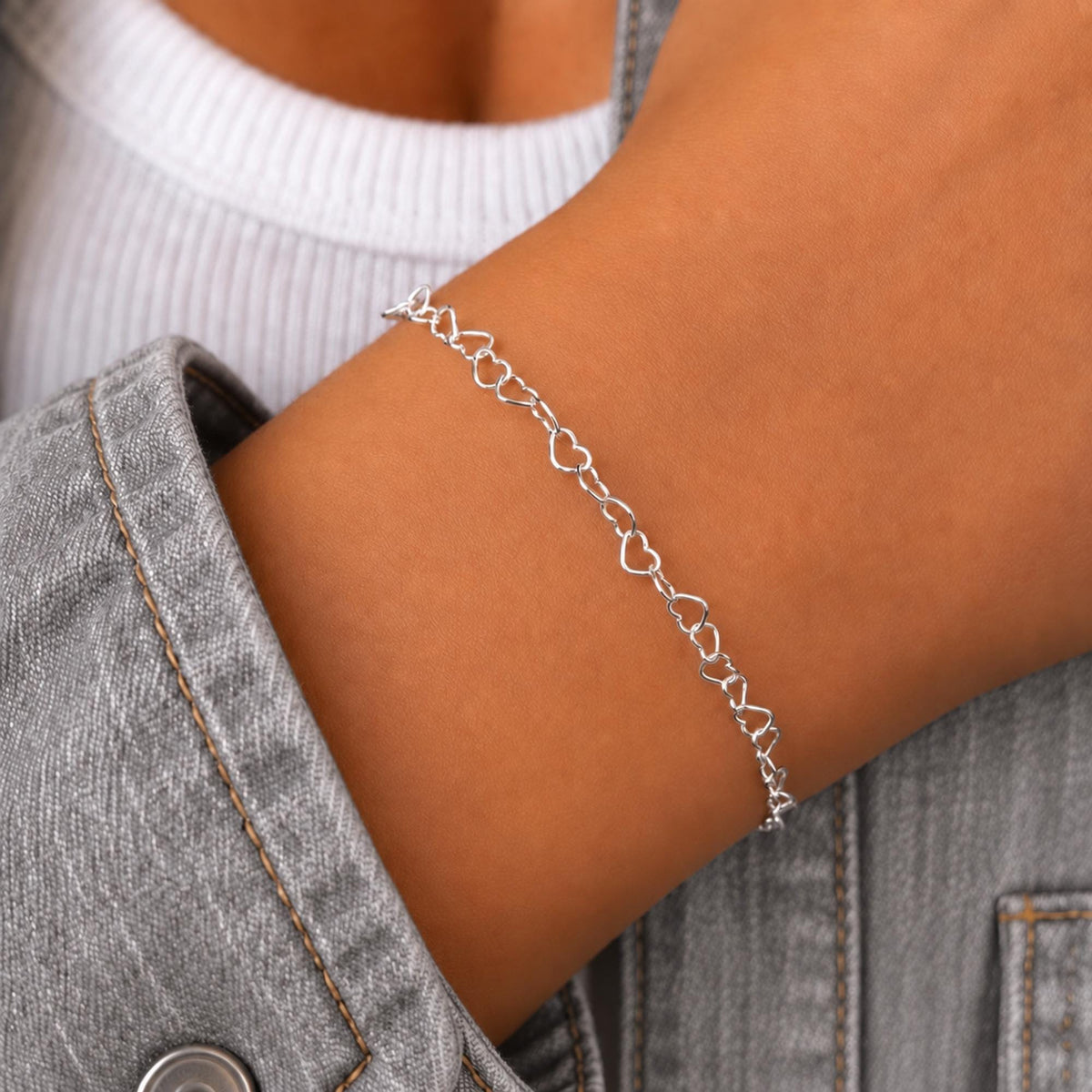 Herzchen Armband 925 Silber filigran zart