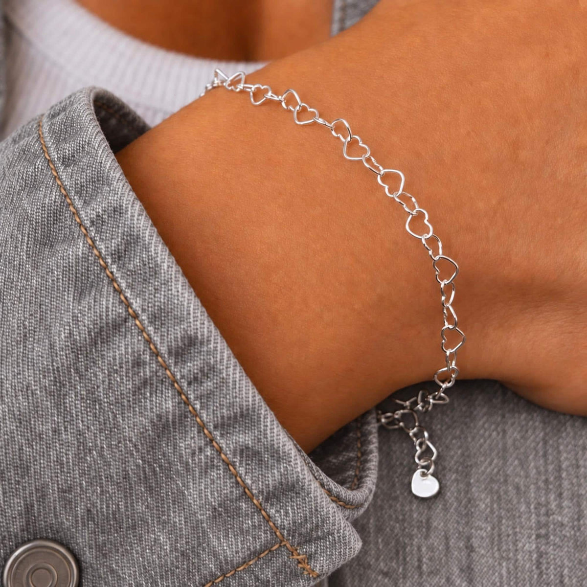 Herzchen Armband 925 Silber filigran zart
