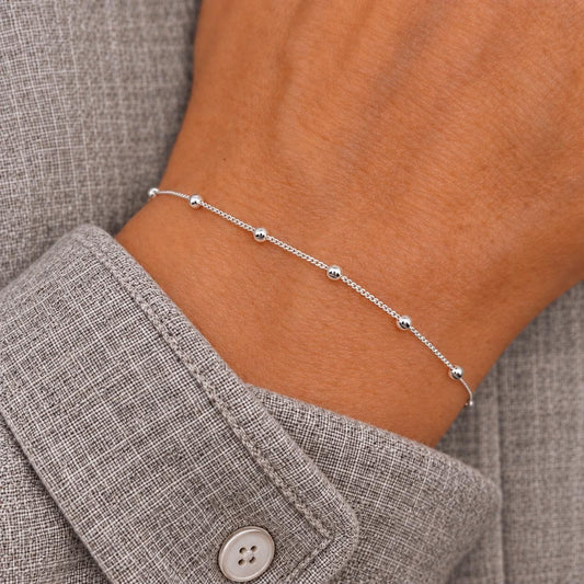 Satellitenarmband Kugeln 925 Silber Armband filigran sehr zart