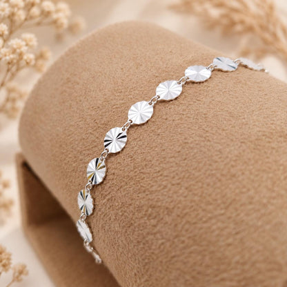 Armband runde strukturierte Plättchen 925 Silber Plättchenarmband