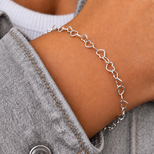 Herzchen Armband 925 Silber filigran zart