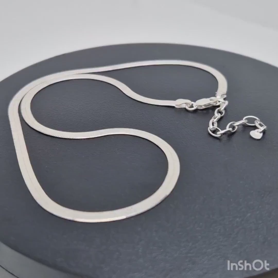 Schlangenkette flach 925 Silber Herringbone Halskette 3 mm